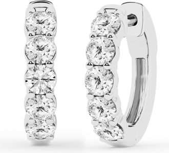 Grown Brilliance 1.0 Carat Round Lab Grown Diamond Hoop Earrings in Sterling Silver, Color G+, Clarity SI, Fine Jewelry for Women