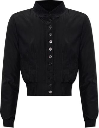 Alexander McQueen Ge&iuml;soleerd jack met decoratieve stiksels - Dames - Bomber jackets - Zwart - M - Leer - Jassen
