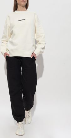 Jil Sander Sweatshirt With Printed Logo, Womens, Cream