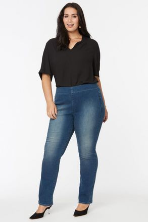 NYDJ Clean Enchantment Jeans Womens Blue Denim Pull-On Straight Leg DDR656