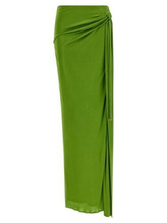 Elisabetta Franchi Green Shiny viscose skirt