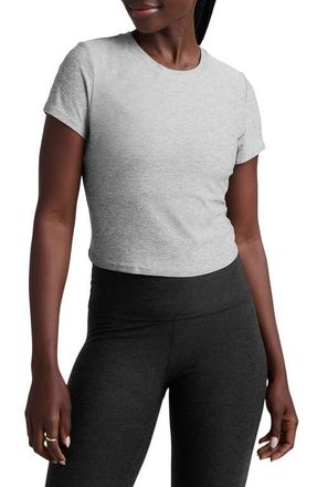 Beyond Yoga Featherweight Crop T-Shirt in Silver Mist at Nordstrom, Size X-Large