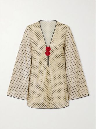 Os&eacute;ree Abito Mini In Lurex A Pois Con Fiori Lumi&egrave;re - Oro