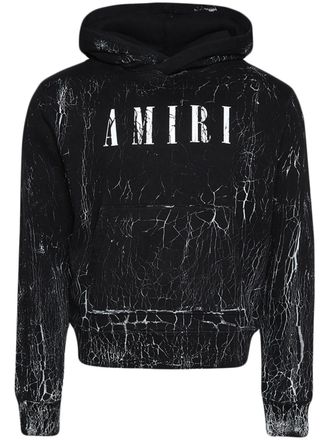 Amiri cracked logo-print hoodie - men - Cotton - M - Black