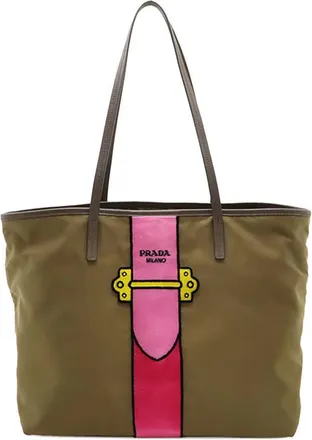 Prada Pre-owned Prada Saffiano Trimmed Tessuto Velluto Ricamo Trompe L oeil Tote Ladies NC56JBAS696ABRUO