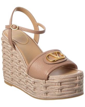 Valentino Vlogo Signature 120 Grainy Leather Wedge Sandal