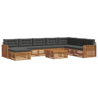 vidaXL Conjunto De Sof&aacute;s De Exterior 9 Uds. Natural Y Antracita Vidaxl