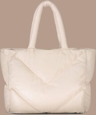 Summum Womens Quilted Leather Puffy Shoulder Bag In Cream