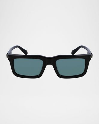 Ferragamo Men & apos;s Prisma Modified Acetate Rectangle Sunglasses, 53mm