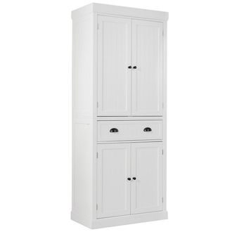 Costway Costway Wood Tall Storage Cabinet 2 Doors Display Organizer Freestanding Pantry Cupboard in White