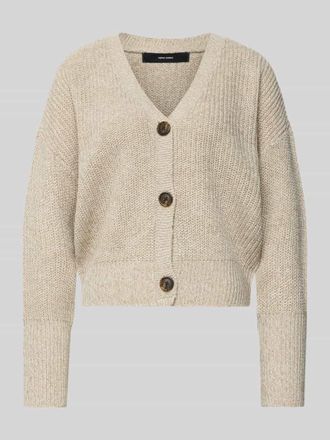 Vero Moda Relaxed Fit Strickjacke mit V-Ausschnitt Modell LEA in Sand, Gr&ouml;&szlig;e XL