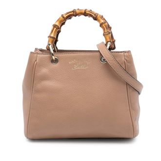 Gucci Camel Mini Calfskin Bamboo Shopper Satchel