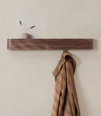 No Brand Perchero De Pared Con Ganchos, Ahorra Espacio, Capacidad De Carga 5 Kg, 50 X 16 X 17,5 Cm, Madera Natural