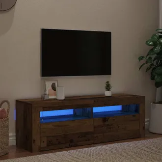 vidaXL Vidaxl - Mueble Tv Luces Led Madera Ingenier&iacute;a Envejecida 120x35x40 Cm