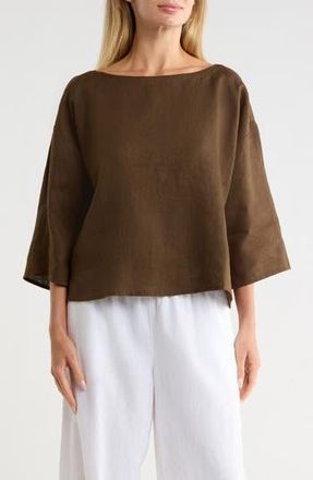 Eileen Fisher Bateau Neck Box Top in Branch at Nordstrom Rack, Size Medium