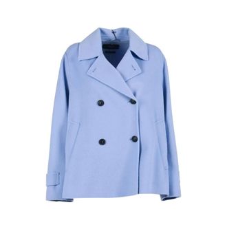 Max Mara Double-Breasted Coats, female, Blue, Size: 2XS Wkdfantino Coat