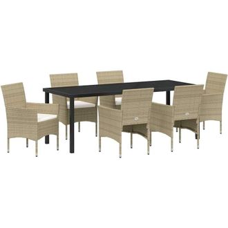vidaXL Conjunto De Comedor De Jard&iacute;n 7 Pcs Beige Rat&aacute;n Sint&eacute;tico Vidaxl