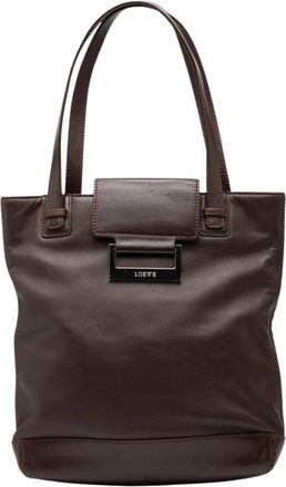 Loewe Pre-owned Leren Tote Bag - Dames - Vintage Shopper - Bruin - ONE Size - Leer - Vintage