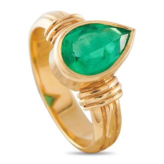 Luxury Bazaar 18K Yellow Gold 1.75ct Colombian Emerald Ring MF08-051826