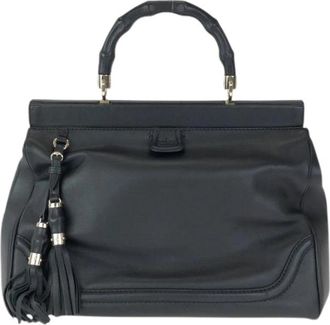 Gucci Pre-owned Bamboo Leather Handbag Black - Dames - Vintage Handtas - Zwart - ONE Size - Leer - Vintage
