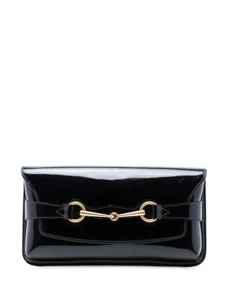 Gucci 2016-2025 Patent Bright Bit clutch bag - Black