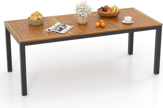 Costway Costway Mesa Jardin Exterior De Madera Acacia, Mesa Comedor Exterior Para 8 Personas, Orificio Para Sombrilla, 200 X 90 Cm, Mesa Rectangular Terraza B
