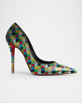 Christian Louboutin 100mm Miss Z Sequined Harlequin Pumps