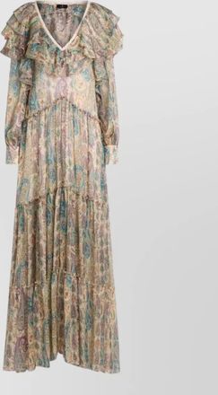 Etro long silk dress layered skirt paisley