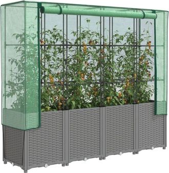vidaXL Vidaxl - Arriate Con Cubierta Invernadero Aspecto Rat&aacute;n 160x40x153 Cm