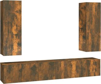 vidaXL Vidaxl - Set De Muebles De Tv 5 Pzas Madera Contrachapada Roble Ahumado