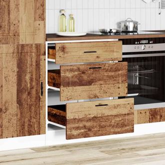 Berkfield Home Kitchen Base Cabinet Porto Old Wood Engineered Wood in Brown