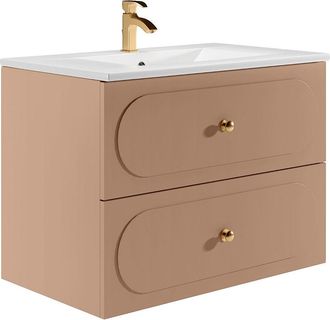 Vente-Unique Mueble de ba&ntilde;o suspendido con lavabo empotrado - Rosa antiguo - 80 cm - SATOBAL