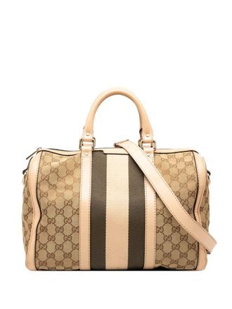 Gucci 2000-2015 Medium GG Canvas Web Joy Boston Bag satchel - unisex - Canvas/Calf Leather/Leather - One Size - Brown