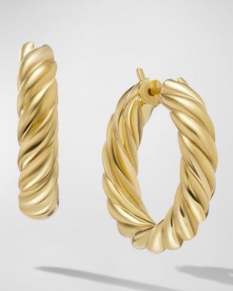 David Yurman Sculpted Cable Hoop Earrings in 18K Gold, 5.5mm, 1L