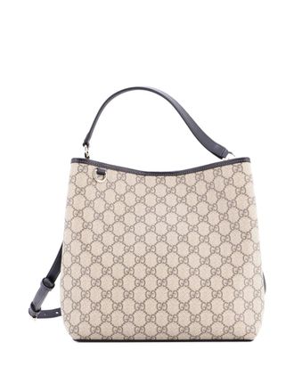 Gucci GG Emblem GG Coated Canvas Medium bucket bag - Brown