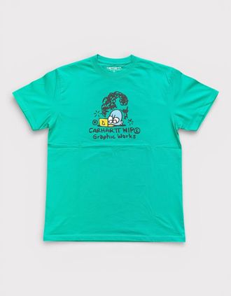 Carhartt Work in Progress Mens Carhartt WIP Graphic Works T-Shirt Green - Blue - Size: 40