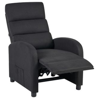 Beliani Sill&oacute;n Reclinable Retro Con Respaldo Y Reposapi&eacute;s Ajustables Tapizado En Tela Negra Otus