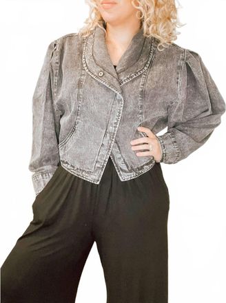 Blue Blush Janine Denim Jacket In Vintage Black