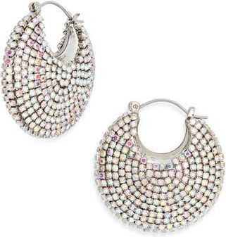 Tasha Stone Pav&eacute; Hoop Earrings in Silver at Nordstrom Rack