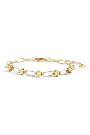 Mint & Lily Paperclip Bracelet with Gemstone Accents in November Citrine /6.5 at Nordstrom