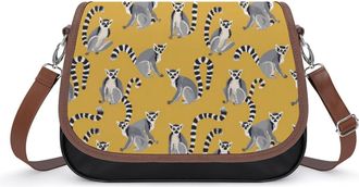 Generic Ring-tailed Lemur Pattern Small Womens Crossbody Bags Shoulder Handbag with Adjustable Strap for Travel