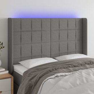 vidaXL Cabecero Con Led De Tela Gris Oscuro 147x16x118/128 Cm Vidaxl