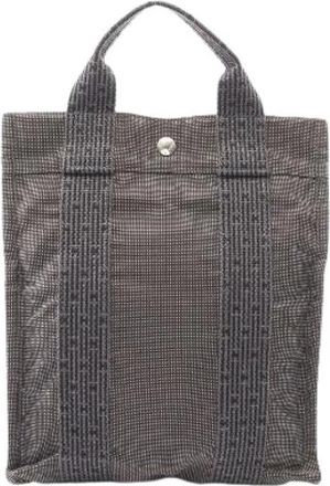 Herm&egrave;s Pre-owned Herline Ad PM Nylon Canvas Rugzak - Dames - Vintage Shopper - Grijs - ONE Size - Nylon - Vintage