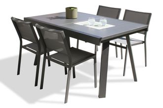 DCB Garden Stockholm - Conjunto De Comedor De Jard&iacute;n 4 Plazas De Aluminio Dcb Garden