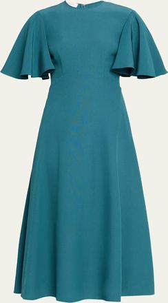 Michael Kors Flutter-Sleeve A-Line Midi Dress