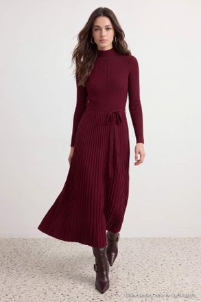 Trendyol Modest Dames Bordeauxrood Effen Maxi Lang A-lijn Modest Jurken