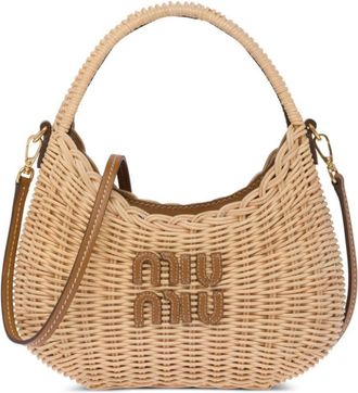 Miu Miu mini Wander wicker shoulder bag - women - Wicker - OS - Neutrals
