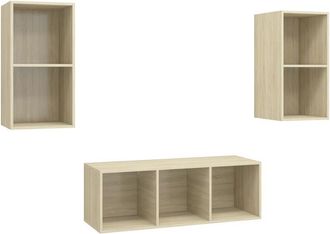 vidaXL Juego De Muebles De Sal&oacute;n 3 Pzas Madera Ingenier&iacute;a Roble Sonoma Vidaxl