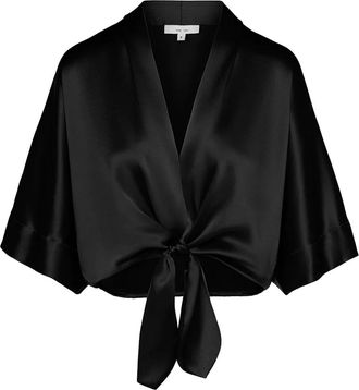 The Sei tie-front satin blouse - Black