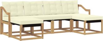 vidaXL Conjunto De Sof&aacute;s De Exterior 6 Uds. Blanco Y Crema Vidaxl